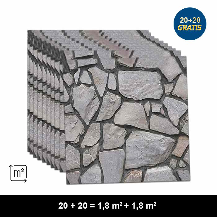 RocksWall, trodimenzionalne naljepnice za zid s efektom stijene (10 kom.) (1+1 GRATIS) - Image 2