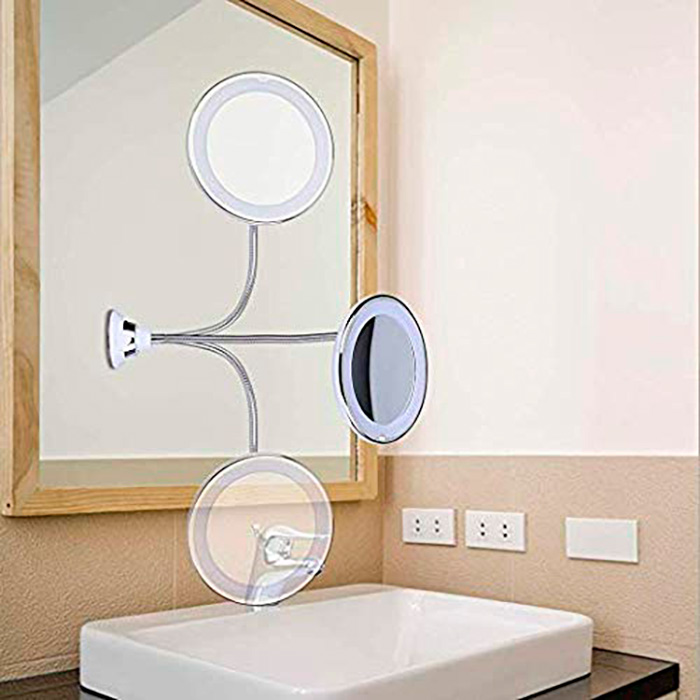 BeautyMirror, ogledalo s povećanjem, snažnim LED svjetlom i savitljivim držačem - Image 5
