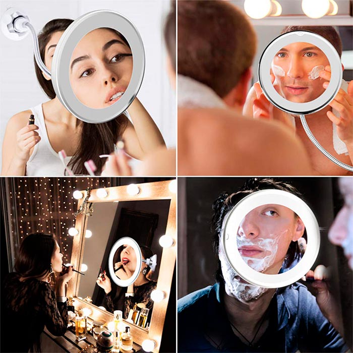BeautyMirror, ogledalo s povećanjem, snažnim LED svjetlom i savitljivim držačem - Image 8