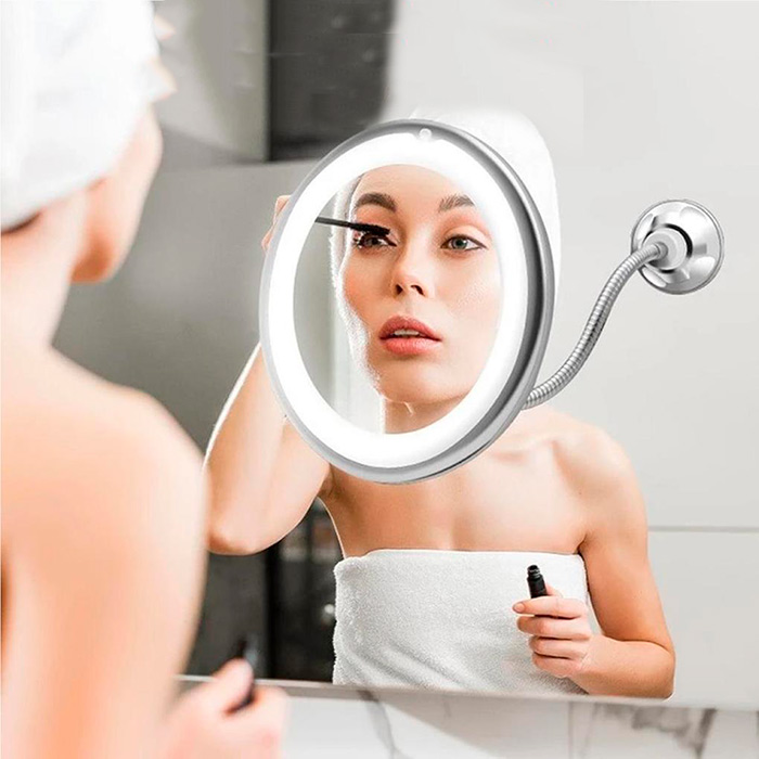 BeautyMirror, ogledalo s povećanjem, snažnim LED svjetlom i savitljivim držačem - Image 10