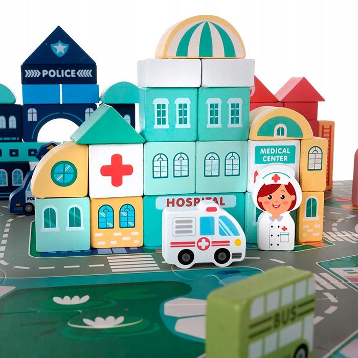 BlockCity, set kockica različitih oblika s praktičnom kutijom i prostirkom za igru - Image 9