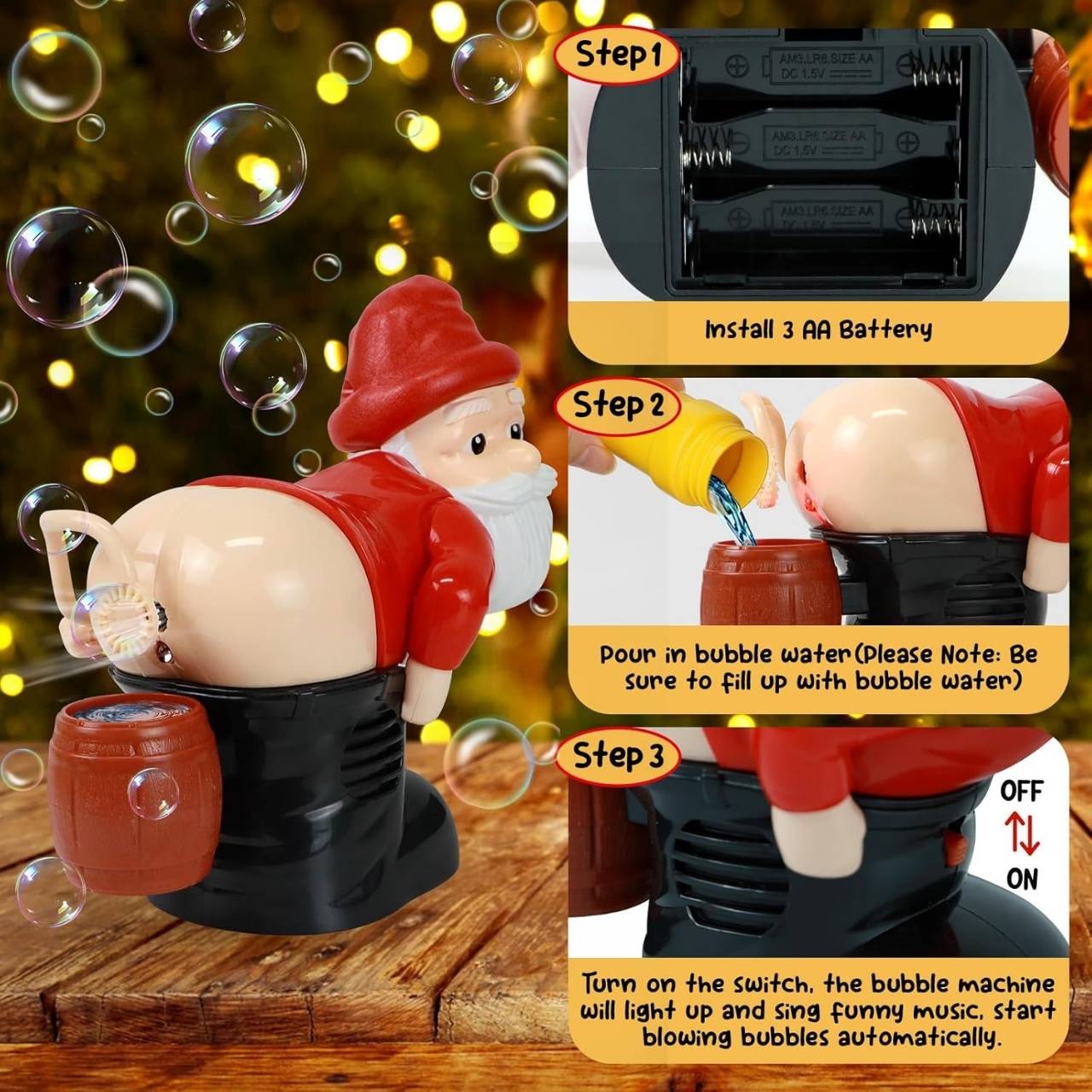 BlowSanta, igračka za puhanje mjehurića sapuna Djeda Božićnjaka - Image 2