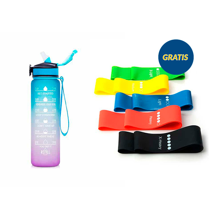 BottleBundle, Motivacijska boca za vodu + 5-dijelni set elastičnih traka za vježbanje - Image 2