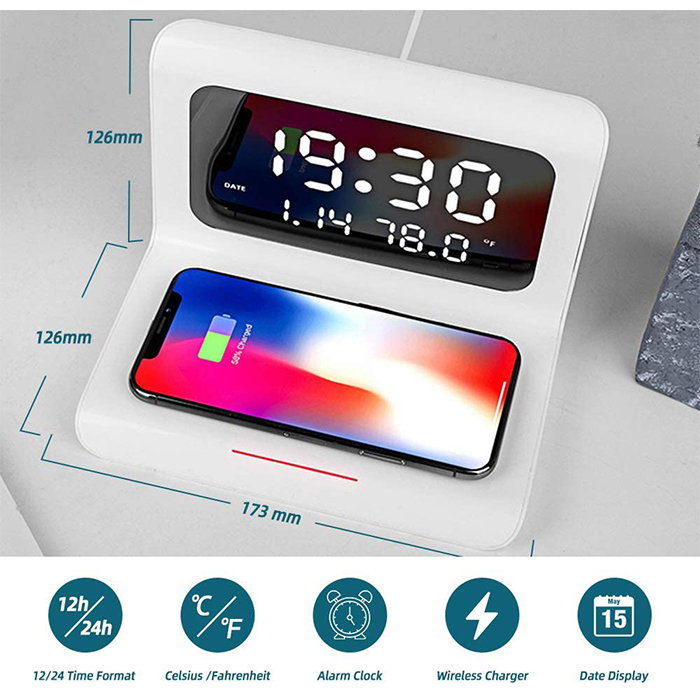 DigitalStation – bežični punjač s alarmom, kalendarom i termometrom - Image 4