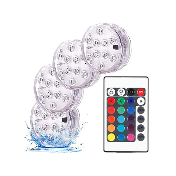 GlowWaterLights, 4 vodootporna LED svjetla s daljinskim upravljačem.