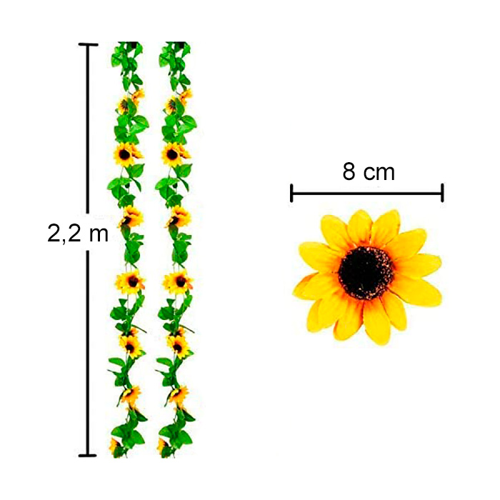GirlandSunflower, umjetni vijenac od suncokreta prirodnog izgleda (2 komada) - Image 2