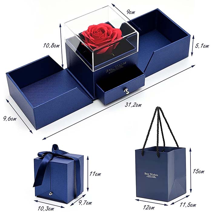 GiftBox, ogrlica s poklon kutijom i prekrasnom umjetnom ružom - Image 7