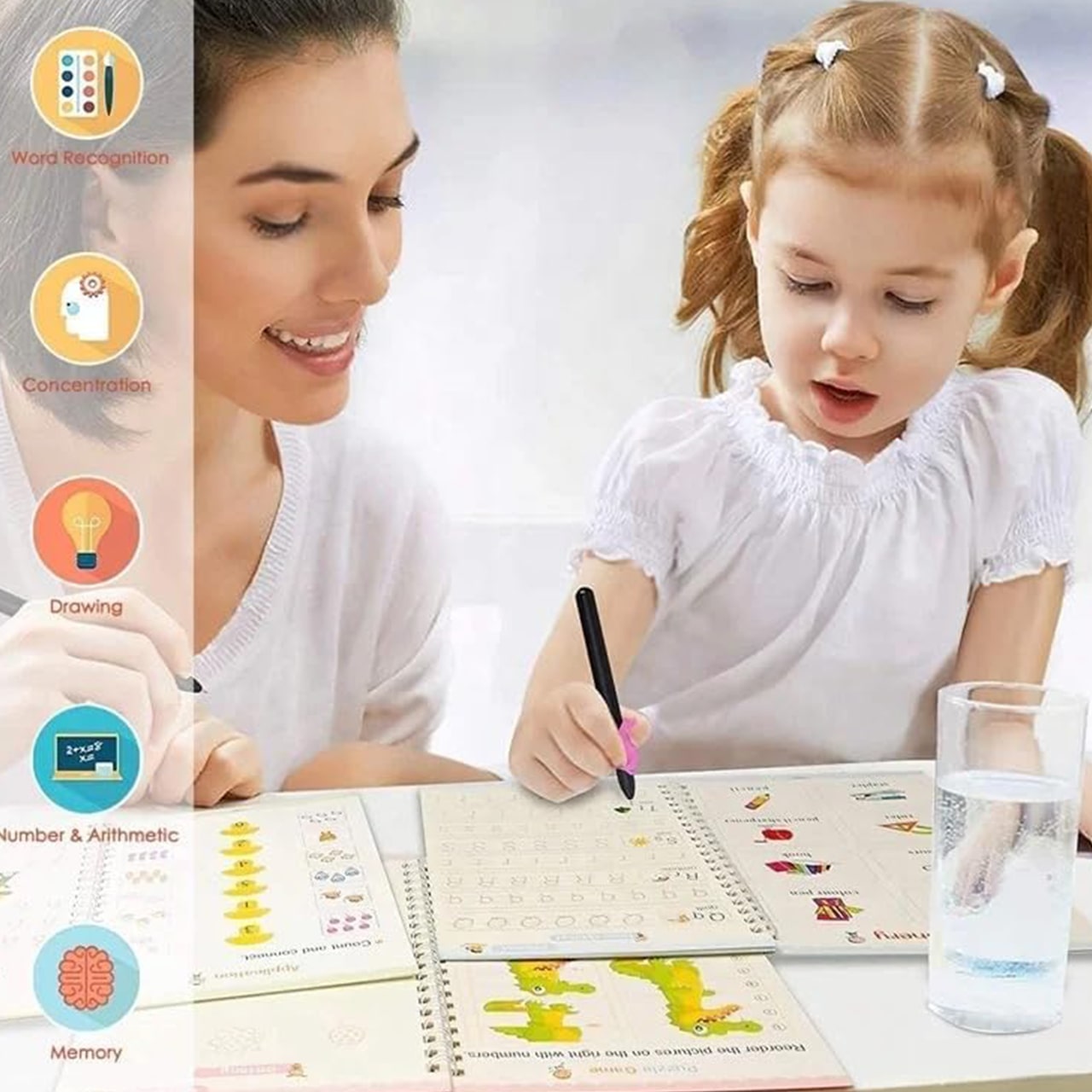 KidsBundle, LED pen tablet i 4 čarobna radna bilježnica za učenje pisanja i crtanja - Image 9