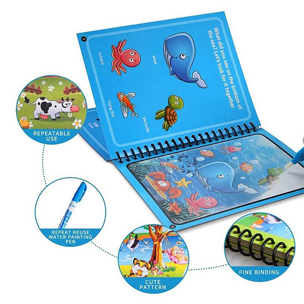 MagicWaterBook, set od 3 čarobne bojanke s vodenim olovkama za stvaranje bez prljavštine - Image 6