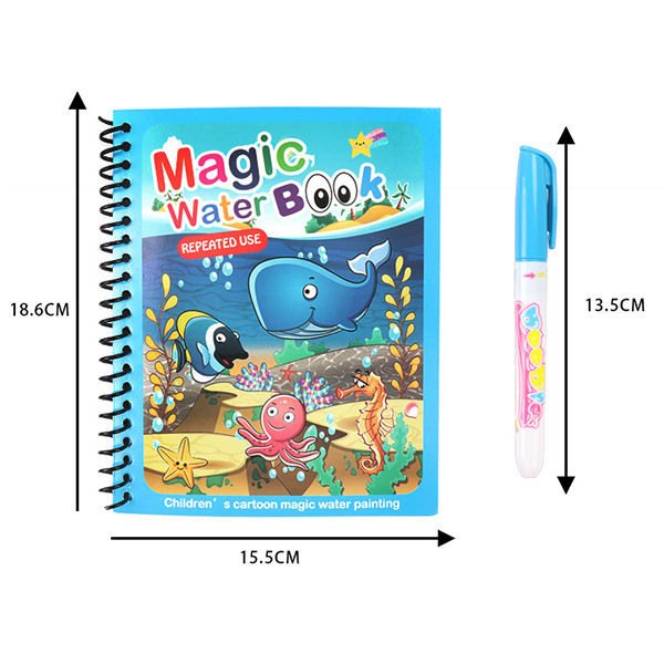 MagicWaterBook, set od 3 čarobne bojanke s vodenim olovkama za stvaranje bez prljavštine - Image 9