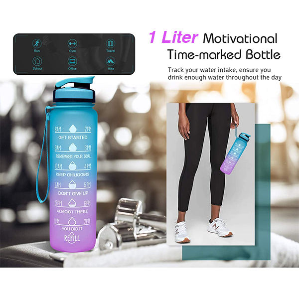MotivationalBottle, boca za vodu s motivacijskim citatima i vremenskim oznakama (1000 ml) - Image 6