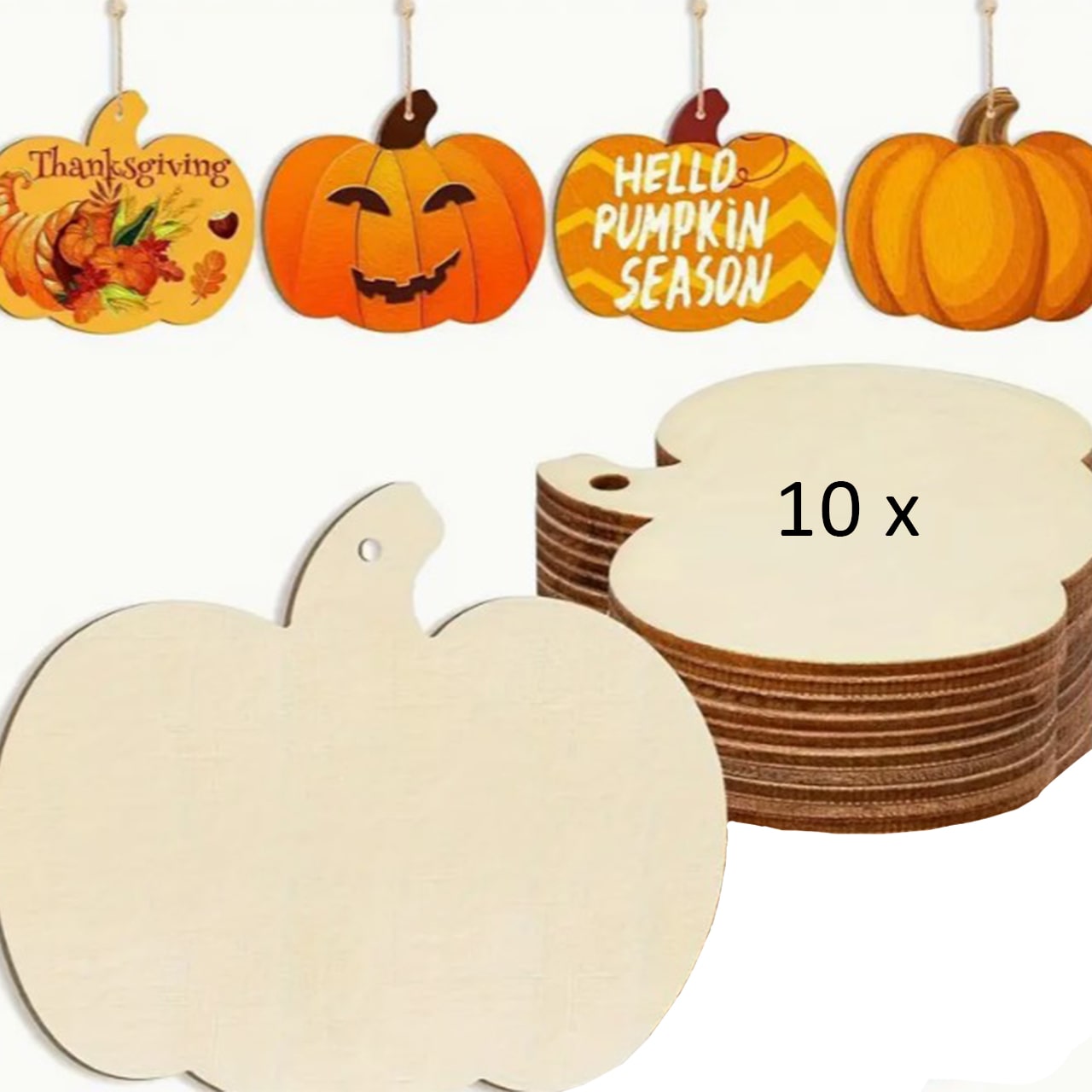 Pumpkins, drvene pločice u obliku bundeva za izradu vlastitih (10 komada) - Image 8