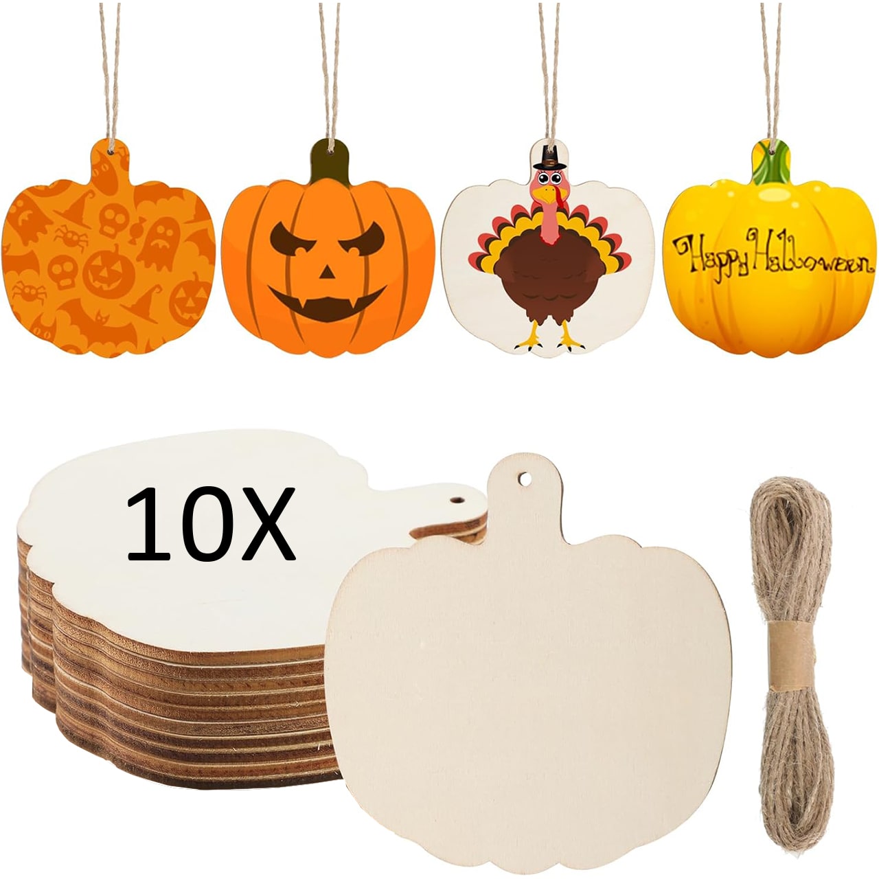 Pumpkins, drvene pločice u obliku bundeva za izradu vlastitih (10 komada) - Image 9