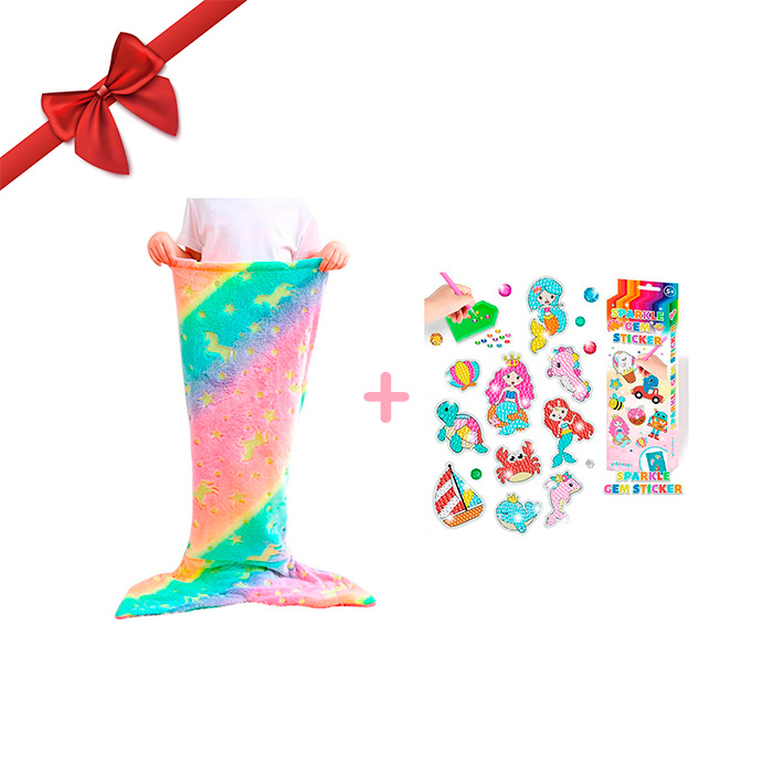 SparkleMermaid – dekica za djevojčice + set s dijamantima i naljepnicama - Image 2
