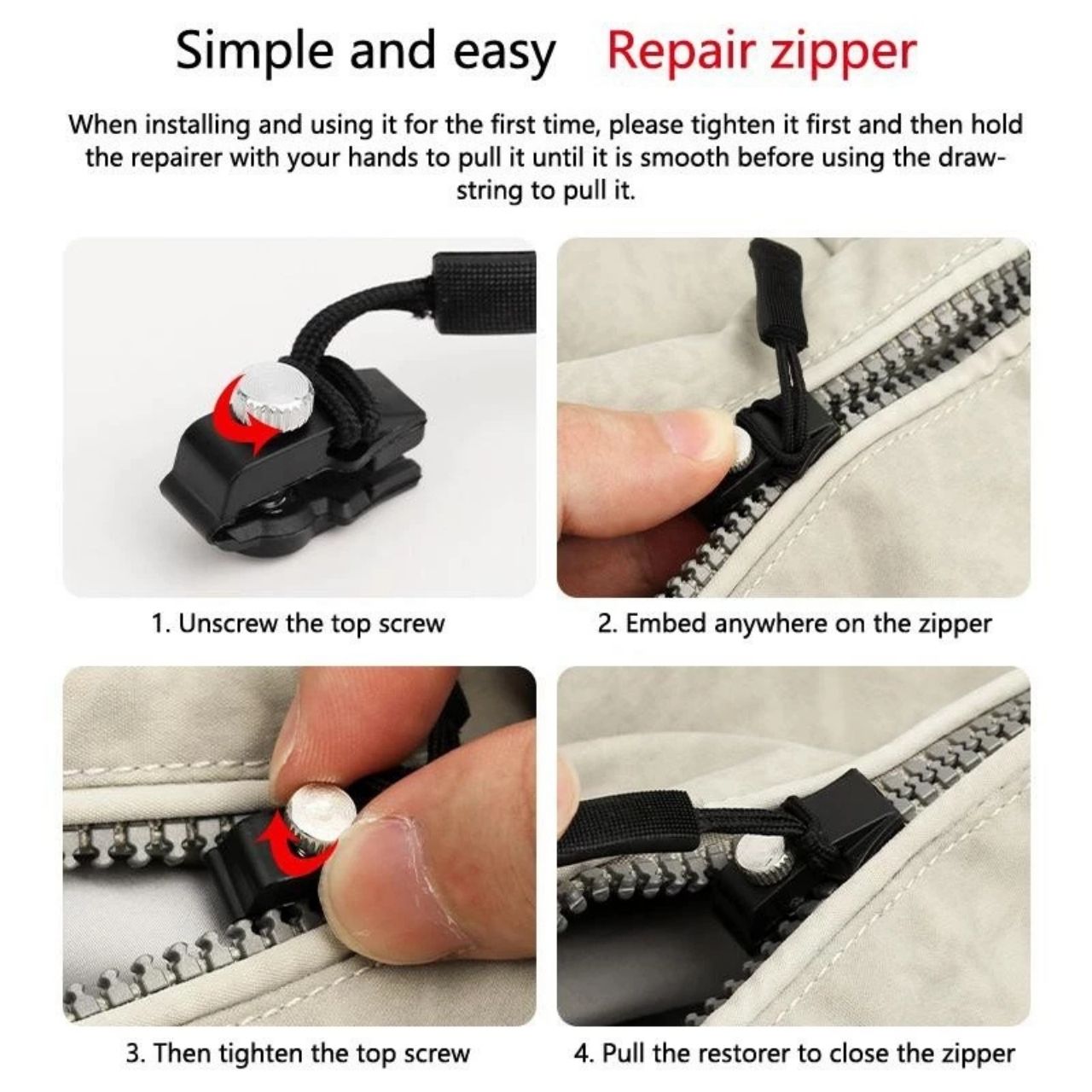 ZipFix, višenamjenski set za popravak zatvarača (12 komada) - Image 4